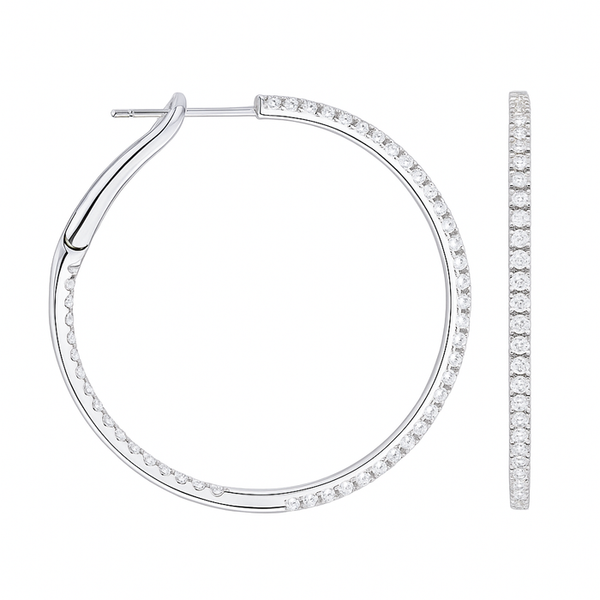 Pave Hoop Earrings | 25mm David Douglas Diamonds & Jewelry Marietta, GA