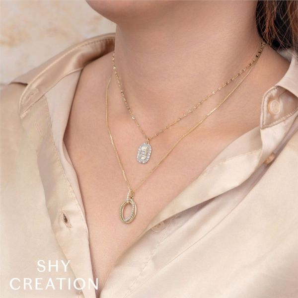 Double Halo Baguette Necklace Image 2 David Douglas Diamonds & Jewelry Marietta, GA