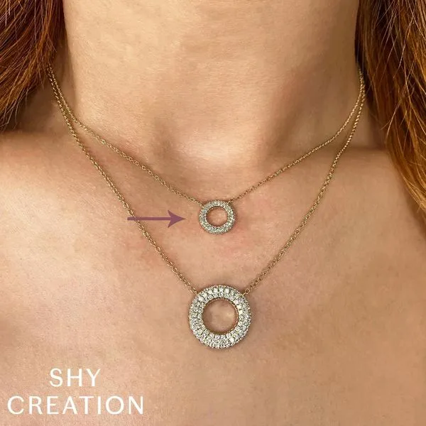 14k Pave Circle Necklace