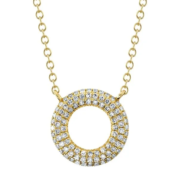 14k Pave Circle Necklace