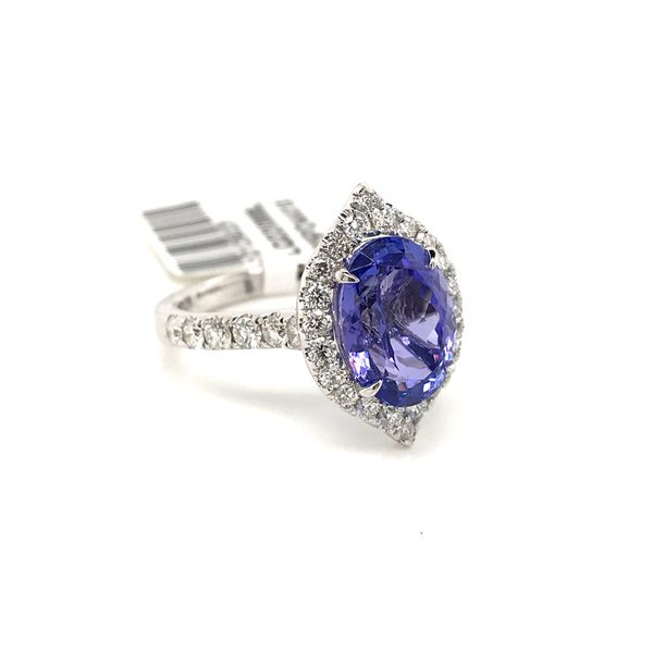 18k White Gold Halo Style Gemstone Ring Image 2 David Douglas Diamonds & Jewelry Marietta, GA