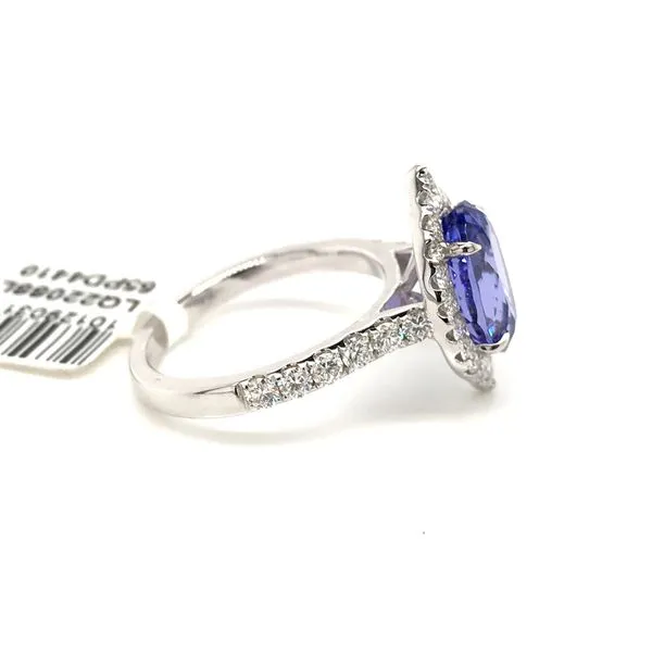 18k White Gold Halo Style Gemstone Ring Image 3 David Douglas Diamonds & Jewelry Marietta, GA