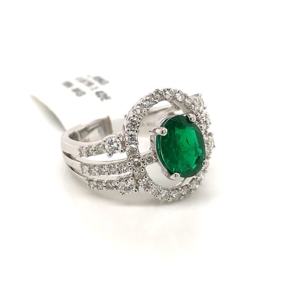 18k White Gold Halo Style Gemstone Ring Image 2 David Douglas Diamonds & Jewelry Marietta, GA