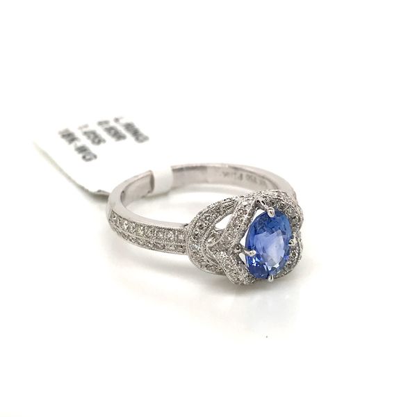 18k White Gold Halo Style Gemstone Ring Image 2 David Douglas Diamonds & Jewelry Marietta, GA