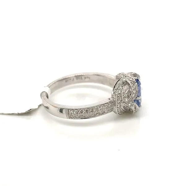 18k White Gold Halo Style Gemstone Ring Image 3 David Douglas Diamonds & Jewelry Marietta, GA