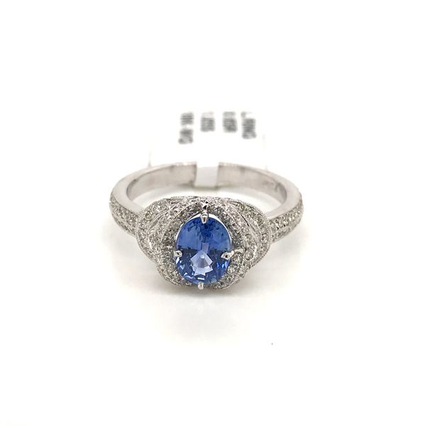 18k White Gold Halo Style Gemstone Ring David Douglas Diamonds & Jewelry Marietta, GA