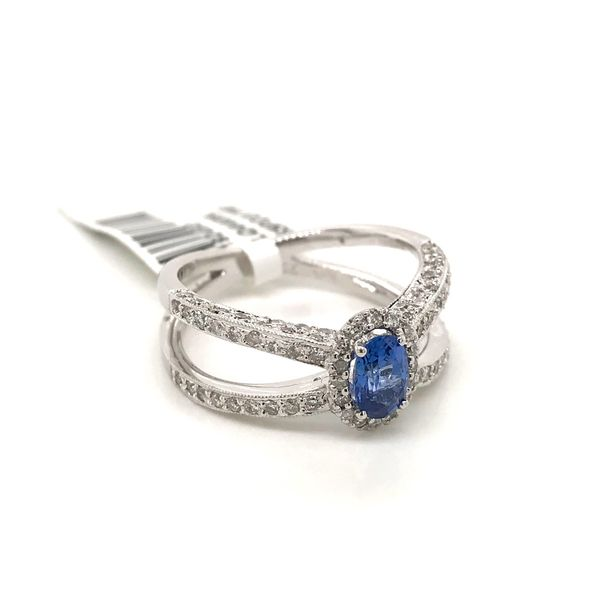 18k White Gold Gemstone Halo Ring Image 2 David Douglas Diamonds & Jewelry Marietta, GA