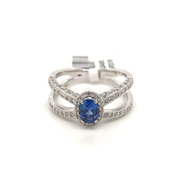 18k White Gold Gemstone Halo Ring David Douglas Diamonds & Jewelry Marietta, GA