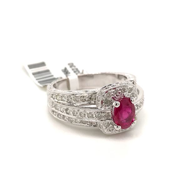 18k White Gold Gemstone Halo Ring Image 2 David Douglas Diamonds & Jewelry Marietta, GA