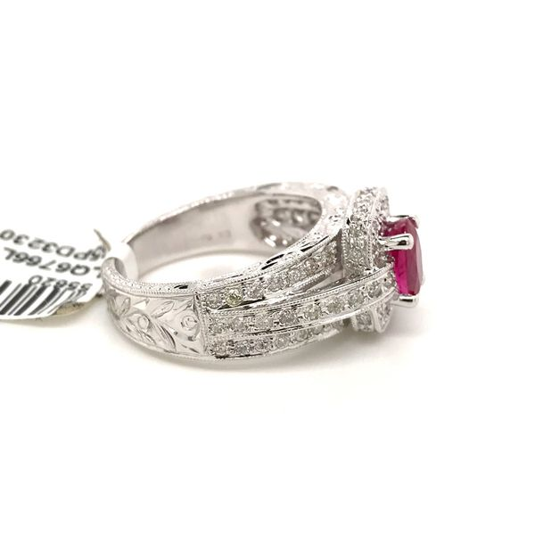 18k White Gold Gemstone Halo Ring Image 3 David Douglas Diamonds & Jewelry Marietta, GA