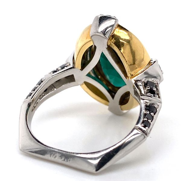 Two-Tone Custom Skeletal Style Halo Gemstone Ring Image 4 David Douglas Diamonds & Jewelry Marietta, GA