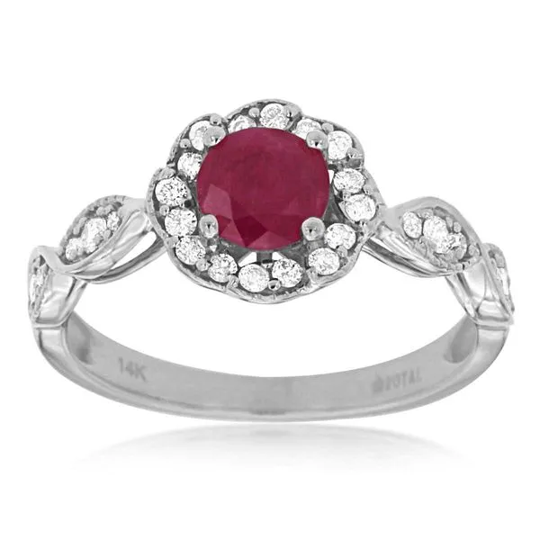 14k White Gold Halo Style Gemstone Ring David Douglas Diamonds & Jewelry Marietta, GA