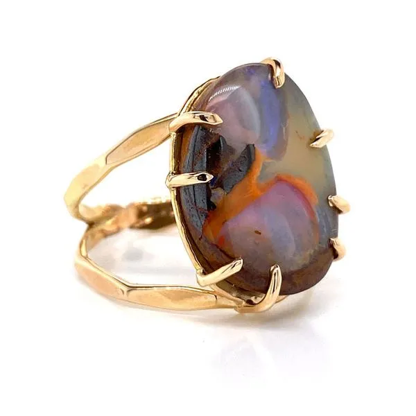 14k Magnificent Boulder Opal Ring thumb image 2
