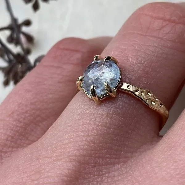 14k Rose Cut Aquamarine Ring