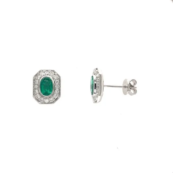 18k White Gold Vintage Style Gemstone Earrings Image 2 David Douglas Diamonds & Jewelry Marietta, GA