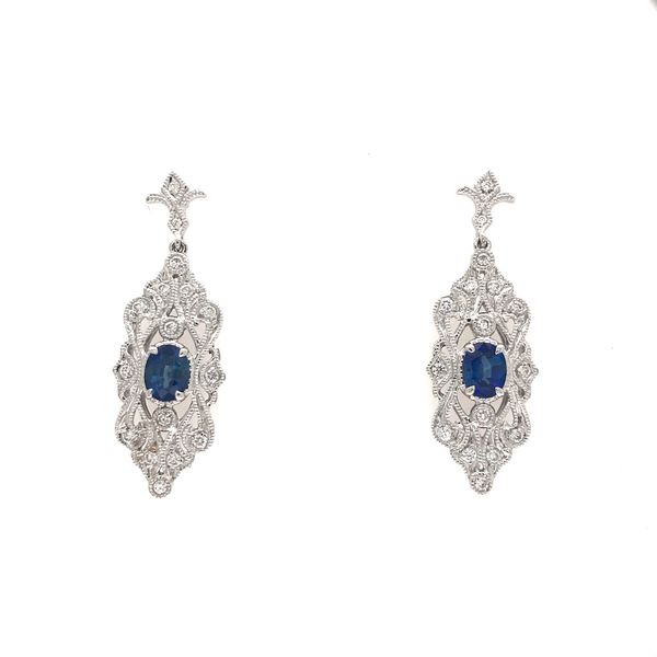 18k White Gold Vintage Style Gemstone Earrings Image 2 David Douglas Diamonds & Jewelry Marietta, GA