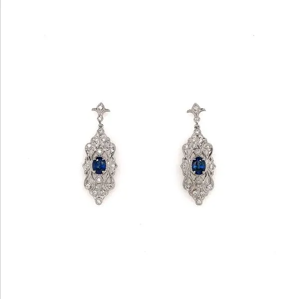 18k White Gold Vintage Style Gemstone Earrings David Douglas Diamonds & Jewelry Marietta, GA