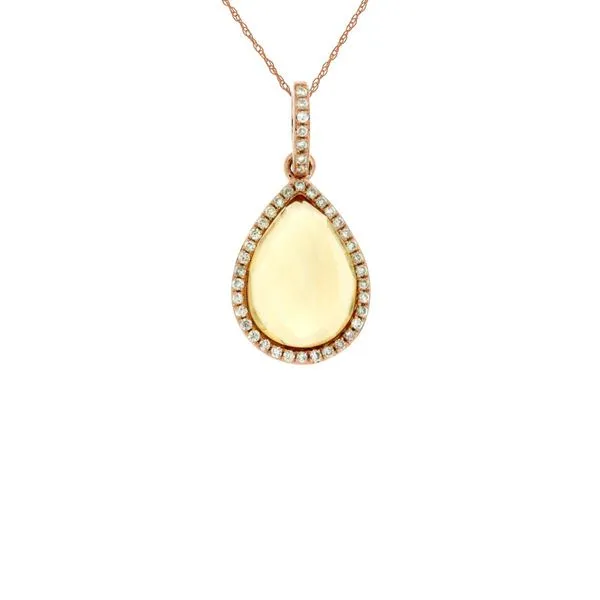 14k Yellow Gold Pear Halo Gemstone Necklace David Douglas Diamonds & Jewelry Marietta, GA