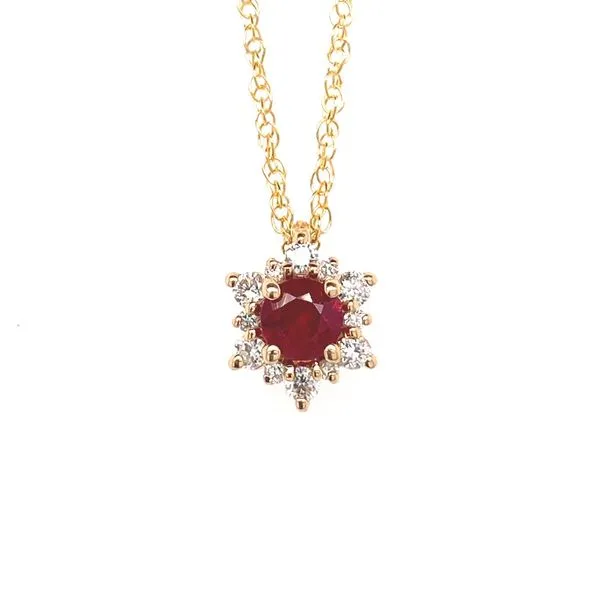 14k Cluster Halo Gemstone Necklace David Douglas Diamonds & Jewelry Marietta, GA