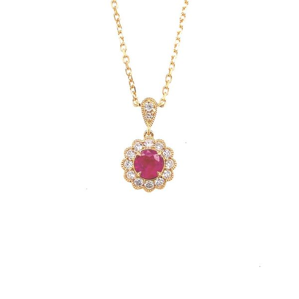 18k Scallop Halo Necklace David Douglas Diamonds & Jewelry Marietta, GA