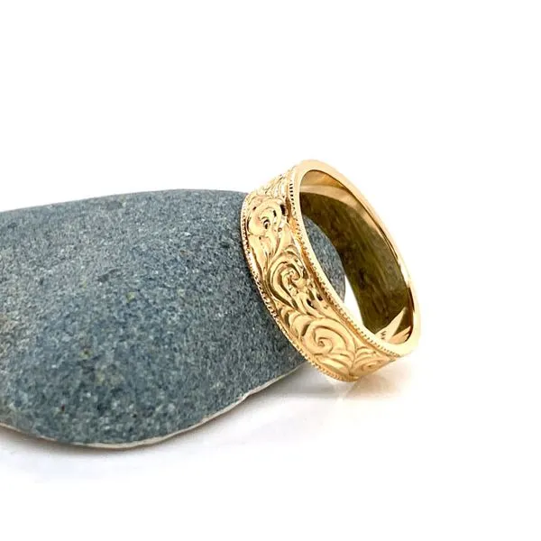 14k Hand Engraved Ring thumb image 5