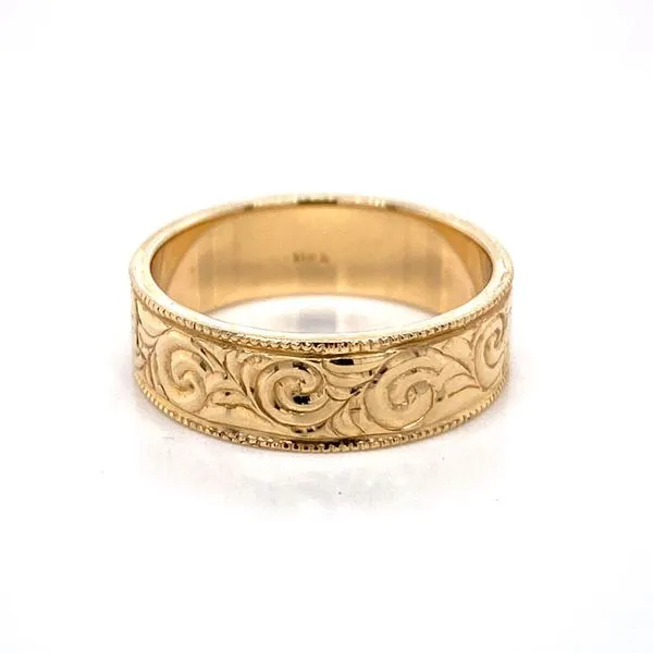 14k Hand Engraved Ring thumb image 1