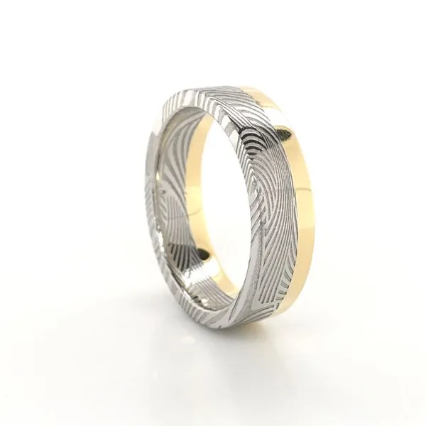 Two-Tone Damascus Steel Wedding Band Image 2 David Douglas Diamonds & Jewelry Marietta, GA