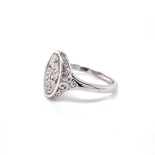 14k Hand Engraved Signet Ring thumb image 2