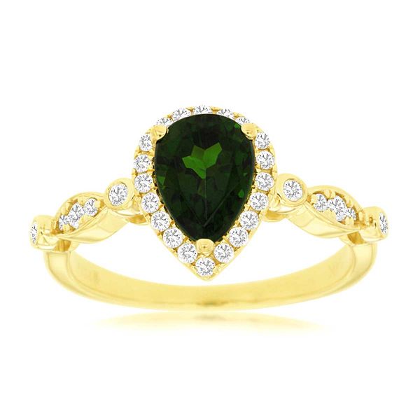 14k Yellow Gold Halo Style Gemstone Ring David Douglas Diamonds & Jewelry Marietta, GA