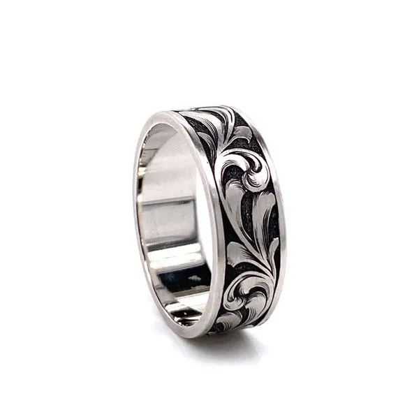 14k Antiqued Hand Engraved Ring