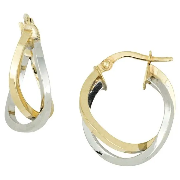 14K Two Tone Yellow and White Gold Hoops David Douglas Diamonds & Jewelry Marietta, GA