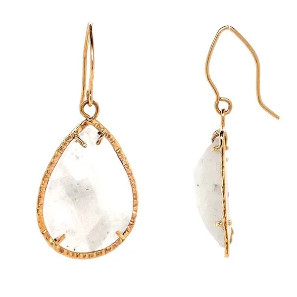 14k Asymmetrical Moonstone Earrings thumb image 2