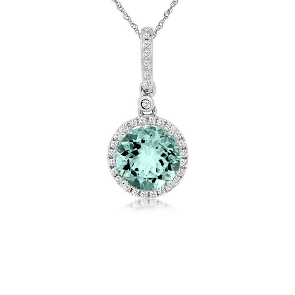 14k White Gold Gemstone Halo Necklace David Douglas Diamonds & Jewelry Marietta, GA