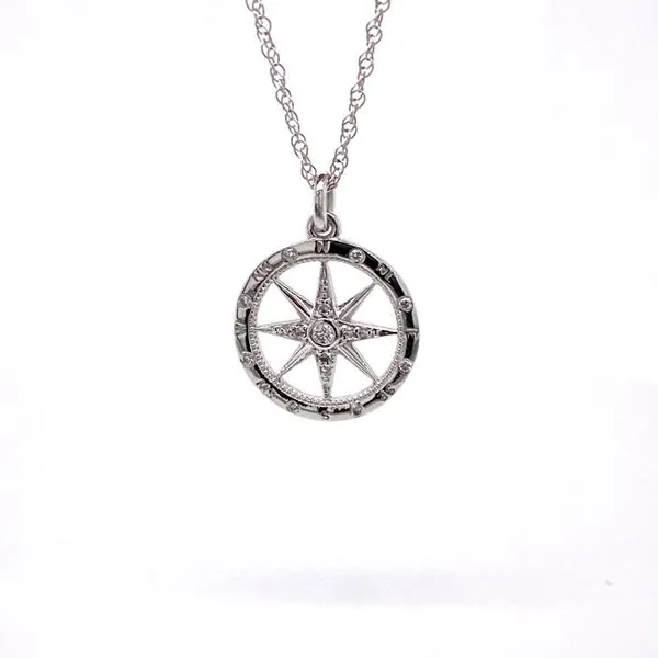 14k Diamond Compass Rose Necklace thumb image 1