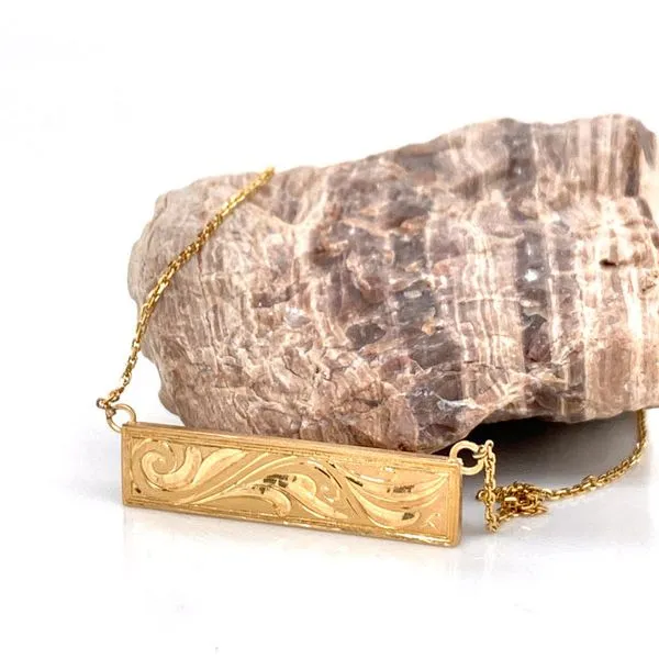 14k Hand Engraved Bar Necklace thumb image 4