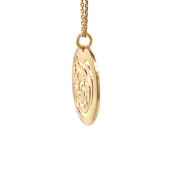 14k Hand Engraved Disc Necklace Image 2 David Douglas Diamonds & Jewelry Marietta, GA