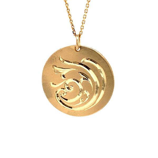 14k Hand Engraved Disc Necklace David Douglas Diamonds & Jewelry Marietta, GA