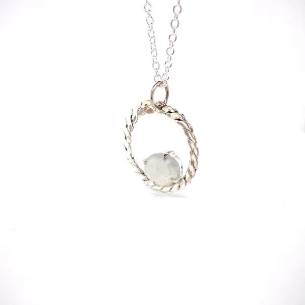 Silver Rope Circle Necklace With Moonstone Image 2 David Douglas Diamonds & Jewelry Marietta, GA