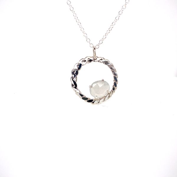 Silver Rope Circle Necklace With Moonstone David Douglas Diamonds & Jewelry Marietta, GA