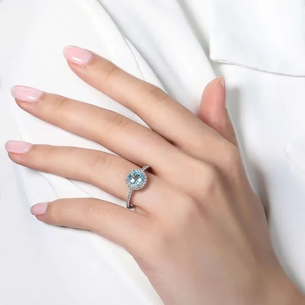 Blue Topaz Halo Ring thumb image 2