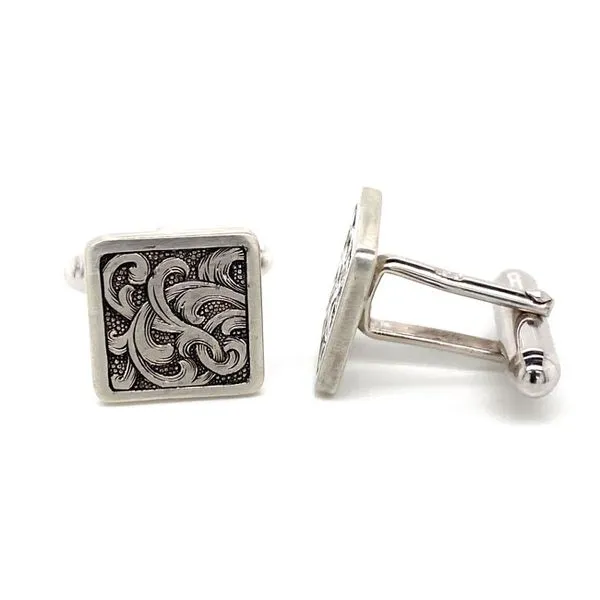 Silver Hand Engraved Cuff Links Image 2 David Douglas Diamonds & Jewelry Marietta, GA