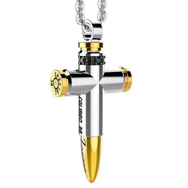 925 Sterling Silver & Yellow Gold Finish Bullet Cross Pendant Image 2 David Douglas Diamonds & Jewelry Marietta, GA