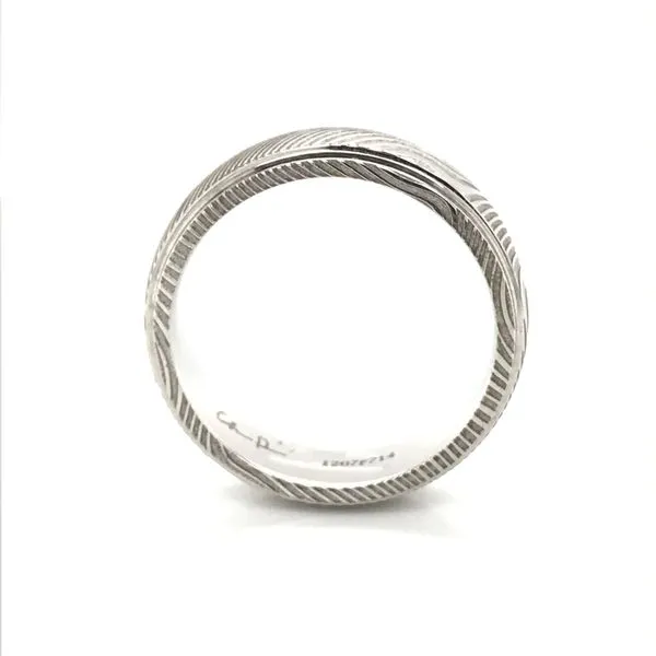 Damascus Steel Stepped Rail Wedding Band