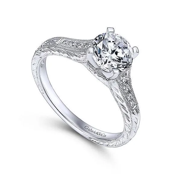 Audra 14k White Gold Round Straight Engagement Ring thumb image 3