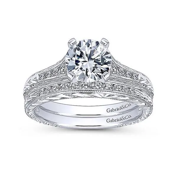 Audra 14k White Gold Round Straight Engagement Ring thumb image 4