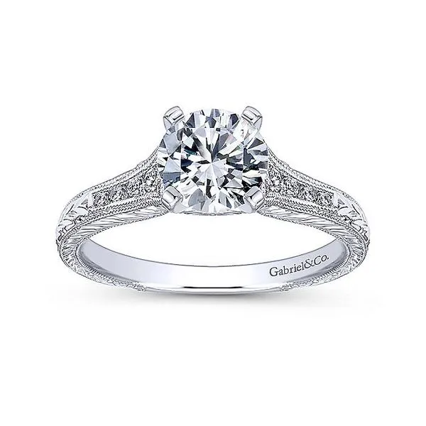 Audra 14k White Gold Round Straight Engagement Ring thumb image 5