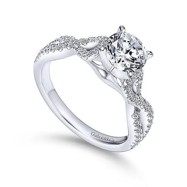 Kayla 14k White Gold Round Twisted Engagement Ring thumb image 3
