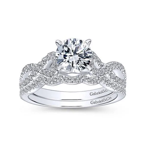 Kayla 14k White Gold Round Twisted Engagement Ring thumb image 4