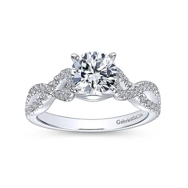 Kayla 14k White Gold Round Twisted Engagement Ring thumb image 5
