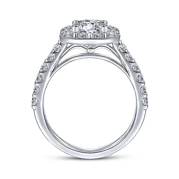 14K White Gold Cushion Halo Round Diamond Engagement Ring thumb image 2